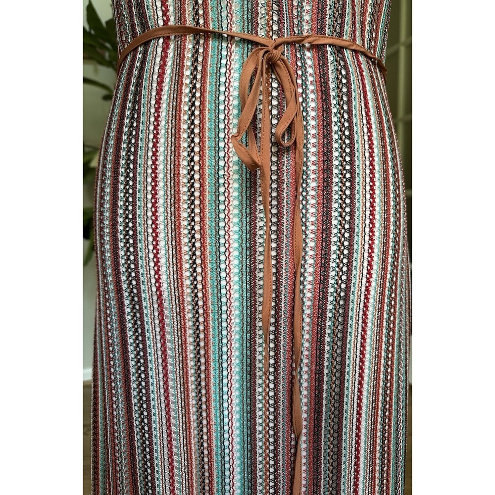 Sam Edelman Striped Midi Dress Size 6 Multicolor Belted Spaghetti Strap NWT - Picture 4 of 11